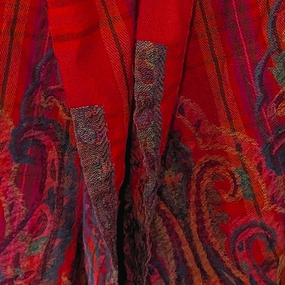 Fringed Plaid and Paisley Woven Wrap Scarf - Picture 3 of 3